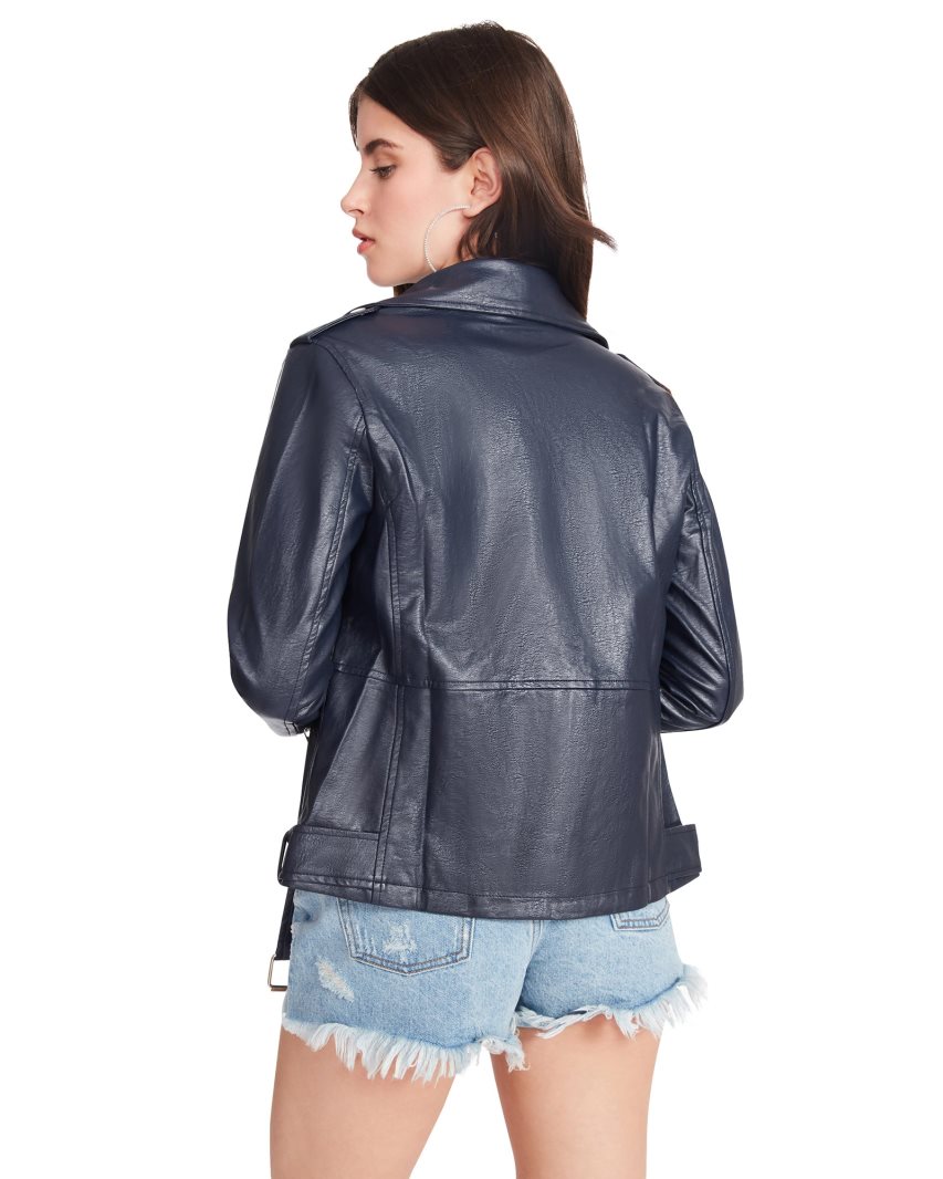 Chaquetas Steve Madden Vegan Cuero Mujer Azul Marino | ES ZK1842